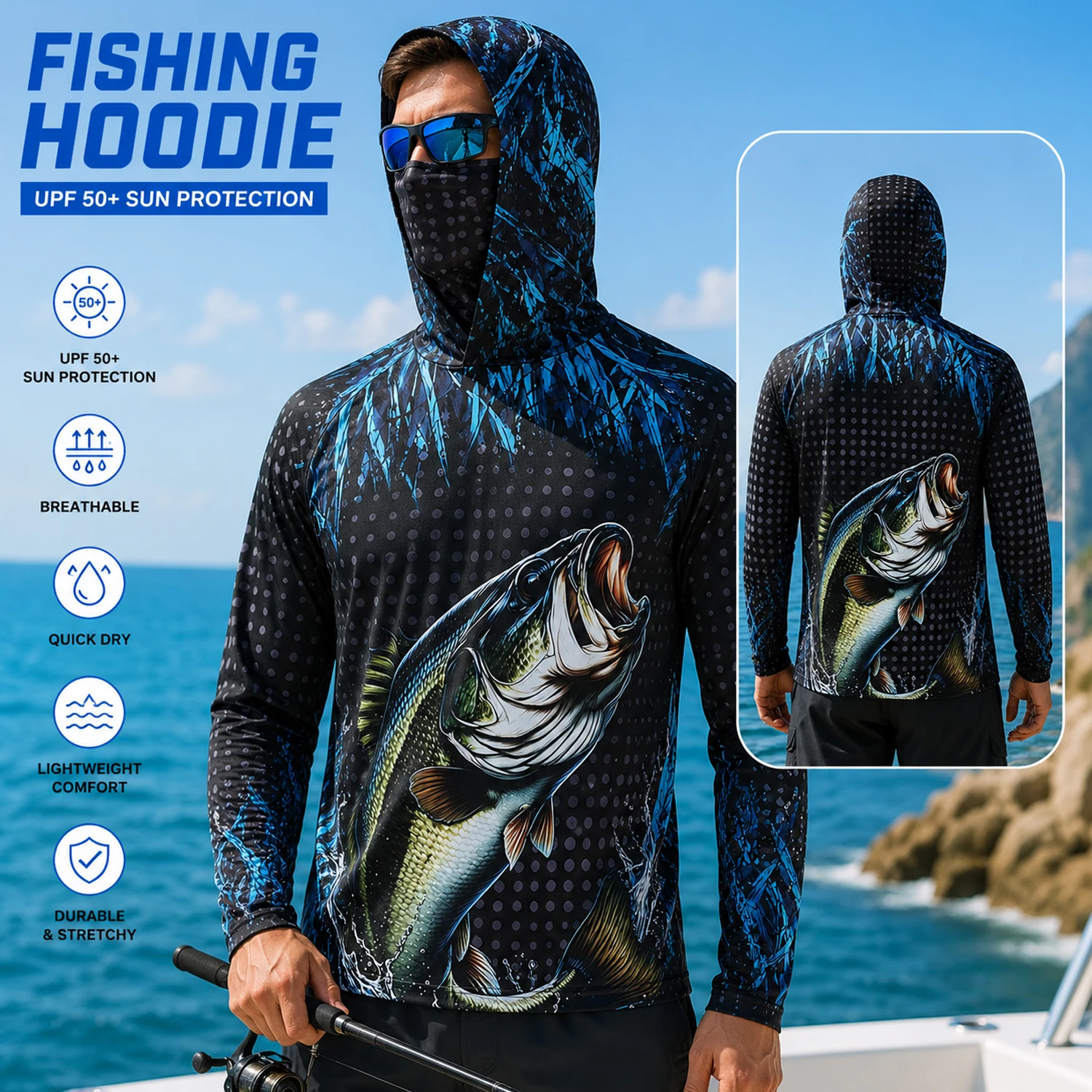 Hiking - Sudadera con capucha para pesca con